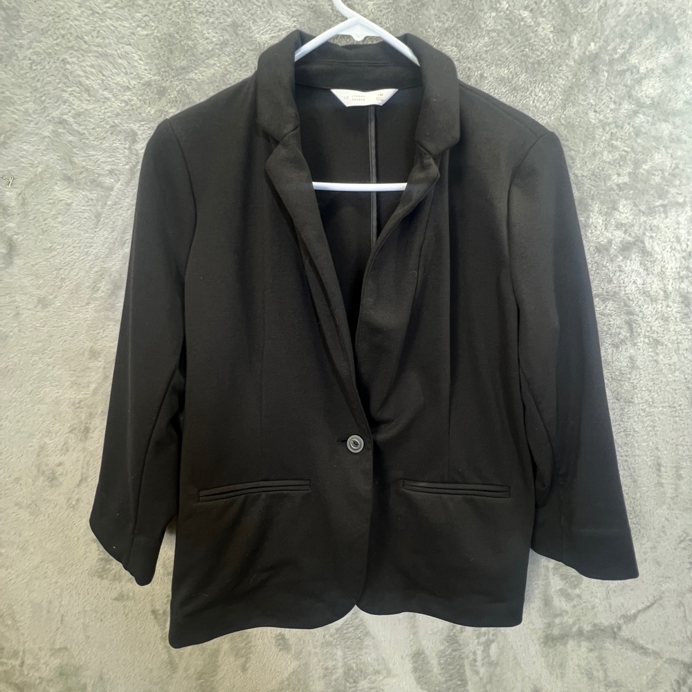 Lauren Conrad Black Knit Single Button Blazer M Dark Academia Capsule Wardrobe